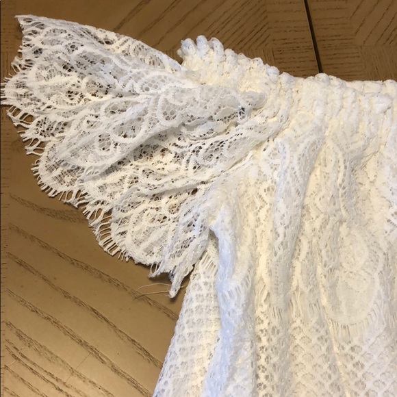 GIRLY & FLIRTY WHITE LACE OFF SHOULDER TOP - Picture 5 of 8